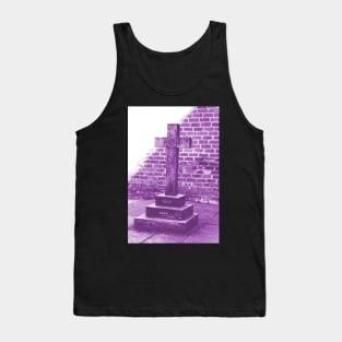 Graveyard church cross, purple monochrome photography Tank Top